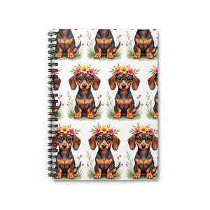 Fun Patterned Dachshund Spiral Notebook Pet Journal, Dog Lover Gift