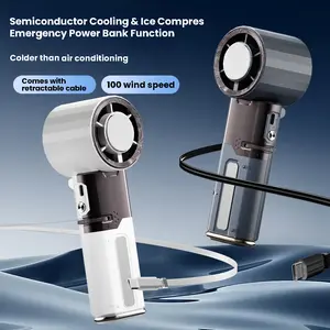 Portable Neck Fan with Semiconductor Cooling & Ice Compress, 6000mAh Power Bank Function, 100 Speed Adjustable Foldable Handheld Fan, Personal Cooling Device for Outdoor, Travel, Sports, Office, Camping & Daily Use