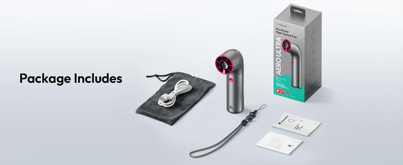 Aecooly Portable Handheld Fan, Powerful Turbo Mini Fan, 19000 RPM High Speed Aero Ultra, 15H Max Cooling Time, 7 Speeds Aluminum Case, Pocket Rechargeable Personal Small Travel GIfts for Women