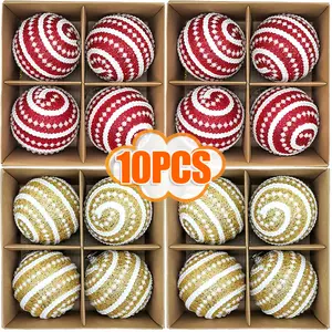10/1Pcs 8cm Christmas Ball with White Pearl Christmas Tree Hanging Ornament Xmas Gifts Home New Year Diy Decoration Foam Balls