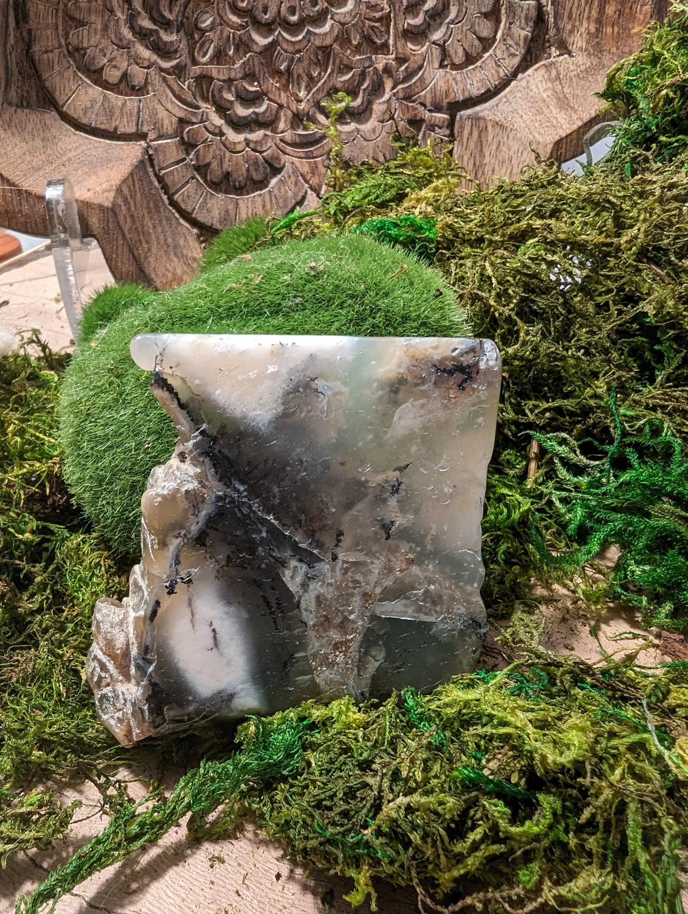 Merlinite Dendrite Opal Slice Beautiful Dendritic Agate Polished Slab Large Stone Healing Crystal Natural Mineral Specimen Inclusion Quartz