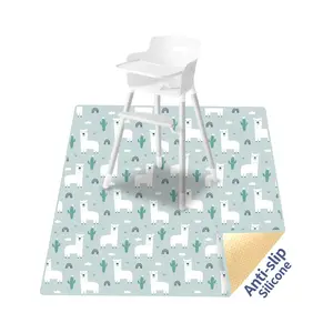110x110cm Non-Slip Silicone High Chair Mat, Waterproof Wipeable Baby Splash Mat for Toddlers Eating, Reusable Pet Crate Mat for Dogs Cats, Easy Clean Floor Protector