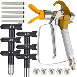 13-Piece Airless Spray Gun Set with Nozzle Protection, 6 Spray Tips, 5 Filters, 3300 Psi High-Pressure Swivel Joint for Painting & Garden Work Paint Spraying Tool