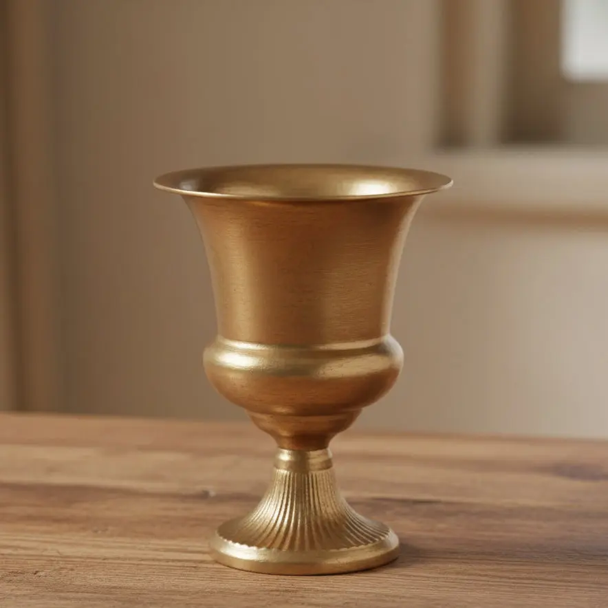 Antique Gold Goblet w/ Ribbed Base