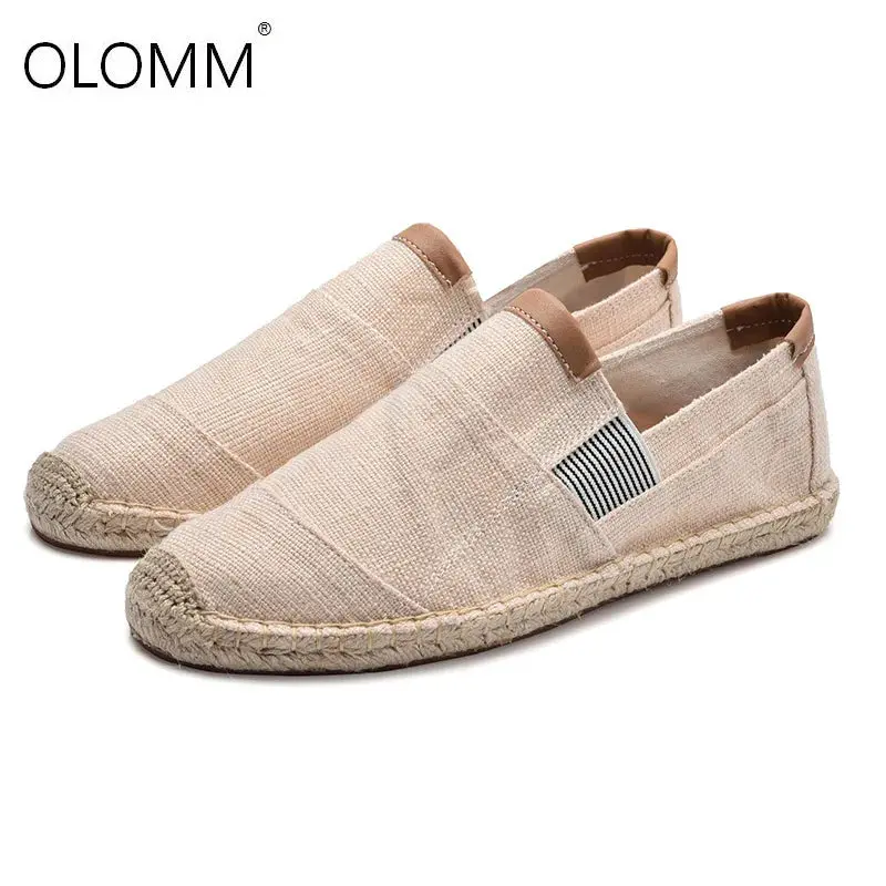 Men's Cotton Flat Casual Shoes - Breathable Canvas, Soft Slip-On Espadrilles, Comfortable Effortless Style Closed-Toe Loafers