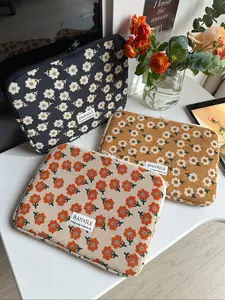 Vintage Corduroy Small Flower Laptop Bag, Retro Style Computer/ipad Case, Stylish and Durable, Perfect for Daily Use,laptop storage bag, Laptop Sleeve, Laptop Cover