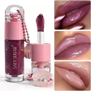 Sam Sugar Shell Pearl Lip Oil, Shiny Lip Gloss, Glossy Full Lips, Travel and Date Essential, Valentine's Day Gift, Suitable for All Skin Colors