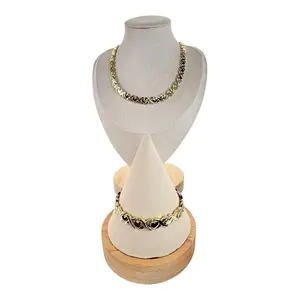 Women’s 2-Piece Plain XO Gold Filled Jewelry Set, Necklace & Bracelet for Daily Wear