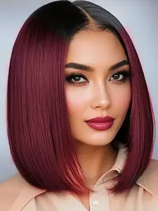 Short Wig Middle Part Blonde Bob Wig, 12 Inch Synthetic Heat Resistant Wig, Cosplay Wig for Music Festivals, Daily Use, Synthetic Hair Wig, Synthetic Material Wigs