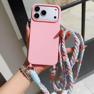 Personalized Minimalist Hand-Knitted Lanyard Protective Case For iPhone 17 16 15 14 13 12 11 Pro Max XS XR Soft Case with Long Lanyard