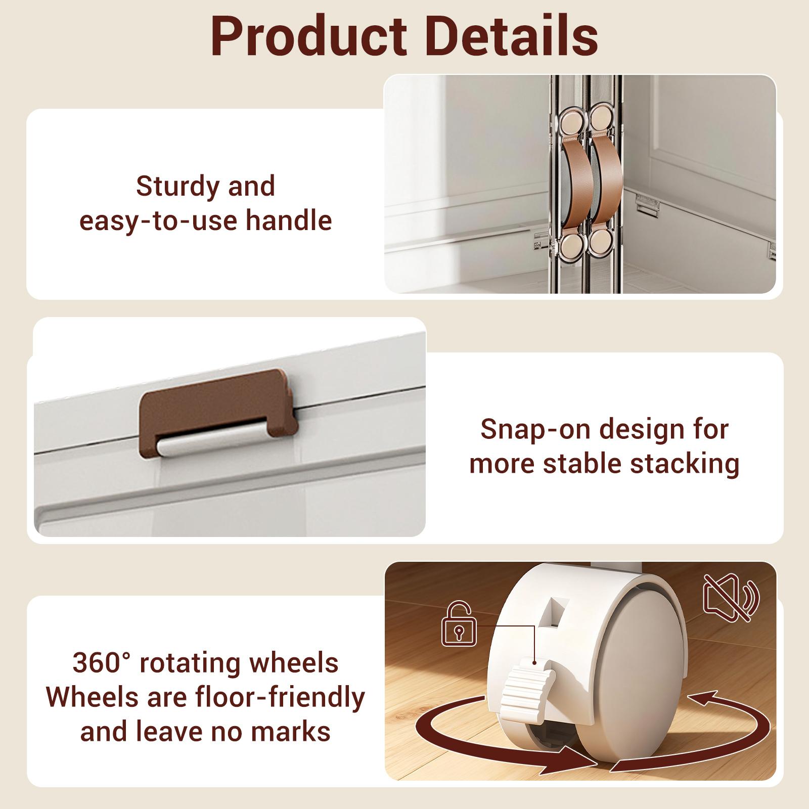 Extra Large 4 Tier 320QT Storage Bins Collapsible Stackable Door Lid Perfect Blankets Pillows Closets Living Rooms Black