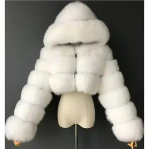High-quality faux fur coat and jacket for women, fluffy hooded winter faux fur leather jacket GARMENTARY
