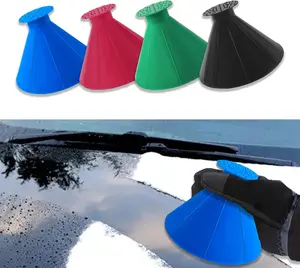 4 pack Car Ice Scrapers, Snow Scraper for Car Windshield, Portable Cone-Shaped Multifunctional Snow Remover Wiper