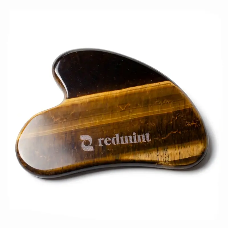Redmint Tiger Eye Facial Gua Sha Tool | TCM-Inspired Face Massage Stone for Puffiness, Jawline Sculpting & Youthful Glow