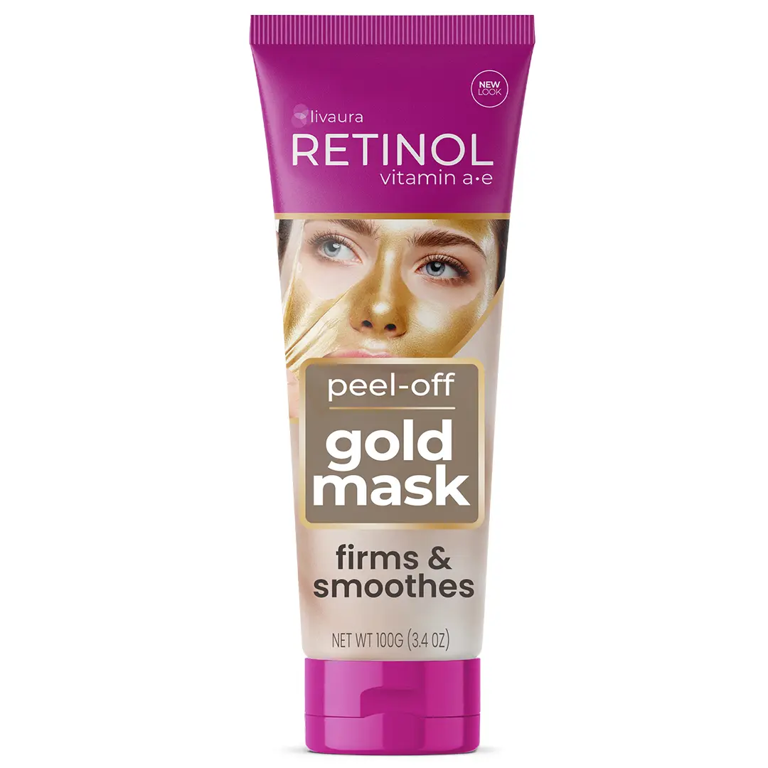 LIVAURA Retinol Gold Peel-Off Mask - Tightens, Lifts, Soothes & Hydrates Skin For Luminous Finish - Real Gold Helps Firm & Brighten While Flower Extracts Nourish & Restore Youthful Texture