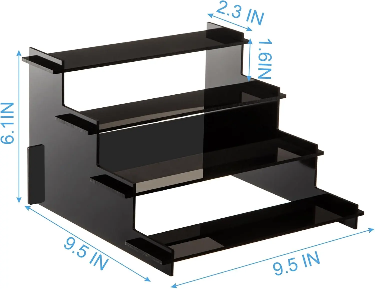 4 Tier Black Acrylic Display Risers, Perfume Organizer Stand, Cupcake Stand Holder, Shelf Risers for Display Stands for Funko POP Figure, Dessert Shelves for Party, Decoration