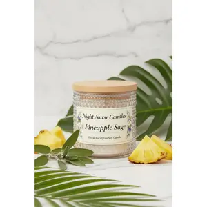 Night Nurse Candles Pineapple Sage Jar Candle Spring Collection 8 oz & 10 oz Hand-Poured for Nurses & Healthcare Professionals Clean-Burning Relaxation Gift