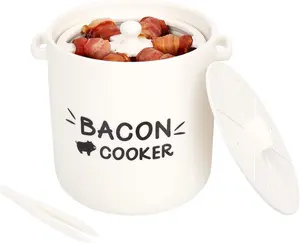 SOLIGT Ceramic Bacon Container with Lid and Holder Kitchen Utensils, Food-grade & BPA-free, Unique Splatter-proof Design, High-quality Ceramic oven