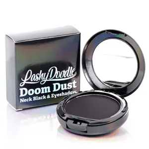 LashyDoodle Doom Dust Neck Black & Black Eyeshadow Compact with Blender and Mirror - vegan, cruelty-free Makeup Cosmetic