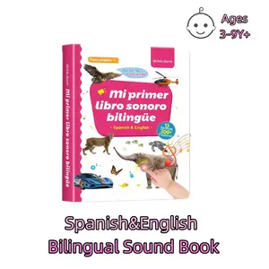 Spanish-English Bilingual Sound Book Toy for Toddlers, Interactive Piano Keyboard, 300+ Words, 13 Topics, Songs & Animal Sounds, Ages 1-6，3-9，Valentine Gifts for Kids