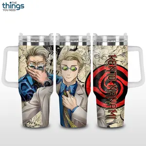Kento Nanami Anime Tumbler 40oz & 20oz, Insulated Stainless Steel Travel Mug with Handle & Lid, Double Wall Vacuum Cup, Aesthetic Gift for Anime Fans