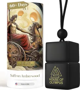 House of Olympus Golden Chariot Car Air Freshener & Diffuser - 100% Natural Essential Oils - Jasmine Saffron Cedar Fir Ambergris - Made in USA - 60+ Days Fragrance