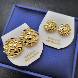 Magnetic Earrings Earring Hip Hop Jewelry Golden Nugget Cookie Gold plated Luxury For Unisex Men Women