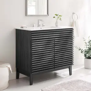 Modway Render 36" Bathroom Vanity in Charcoal White Modway Render 36" Bathroom Vanity in Charcoal White