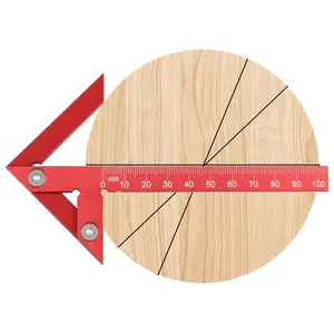 Alloy Center Positioning Ruler, 45/90  & Right Angle & Centerline Positioning, Red High-Precision Metric Measuring Multi-Function Arrow Ruler,043R