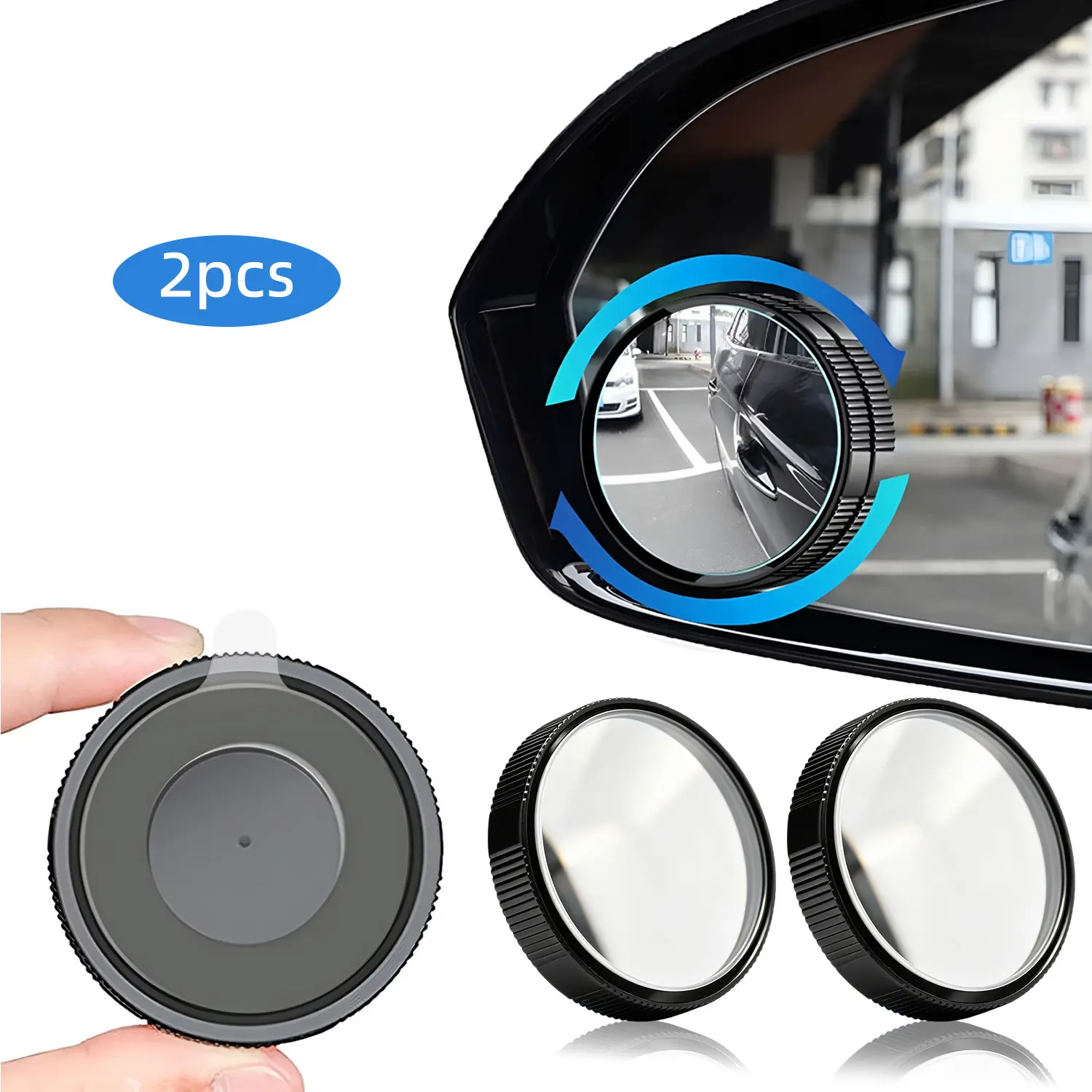 2PCS Suction Cup Convex Glass Rearview Mirrors - HD, No Residue, 360° Rotatable Automotive Accessories to Reduce Blind Spot for Cars, Trucks, SUVs, Van Truck Accessories, Blindspotmirrors