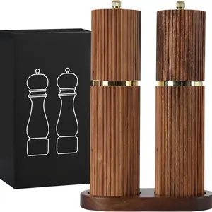 Wooden Pepper Mill Manual Grinder Adjustable Coarseness Sichuan Pepper Sea Salt Grinder Seasoning Bottle Base Kitchen Tool