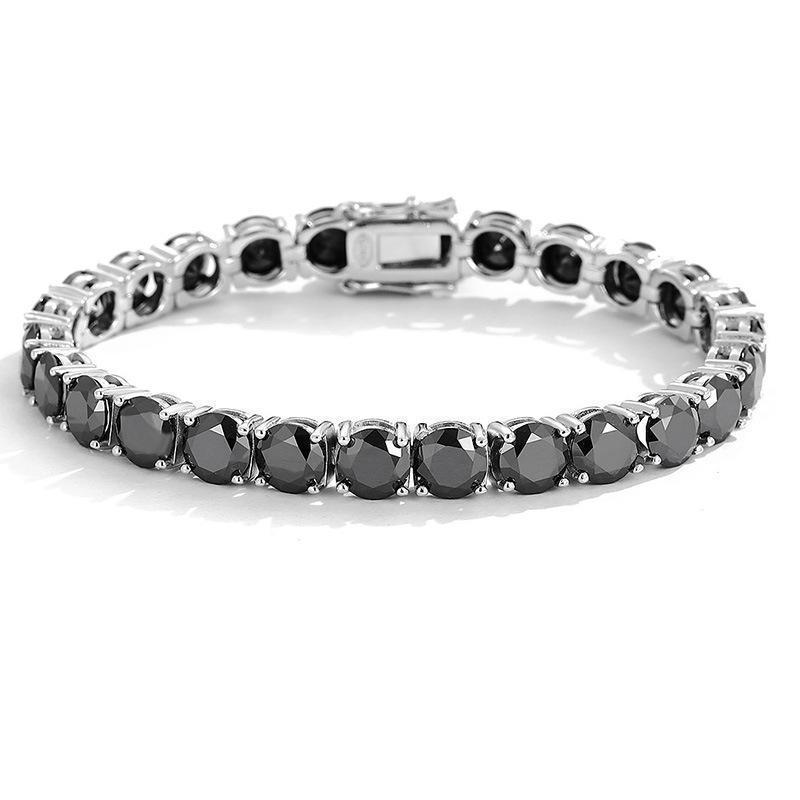 EWYA GRA Certified Real 3/4/5/6.5MM Full Black Moissanite Tennis Bracelet for Women Men S925 Silver Link Bracelets Fine Jewelry