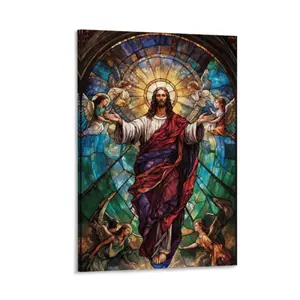 Jesus Pattern Canvas Paintings - Faith Motif Biblical-Themed Cross Decorated Artwork Prints, Decorative Accessory Home Wall Decor Ornaments, Decorative Accessory Prints