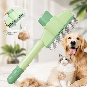 1-Click Self-Cleaning Pet Grooming Brush, Stainless Steel Teeth Deshedding Comb for Dogs & Cats (Short/Long Coats), Easy Hair Removal Home Care Tool, Brush Shedding Tools