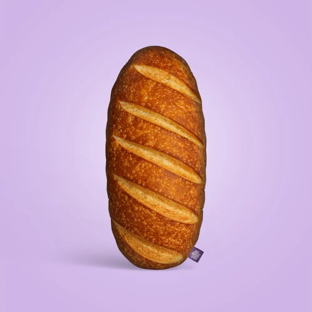 Realistic Bread Loaf Pillow | All About Vibe – Life-Like 3D Bread Loaf That'll Make People Do a Double Take | Funny Cozy Room Decor & Unique Gift | Soft Velvet, Made in USA - 30"