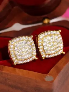 Square Rhinestone Stud Earrings, Silver Color Hip Hop Luxury Style, Unisex Gift Idea, Casual Fashion Jewelry for All Seasons, Fashion Jewelry Party, Shining Earrings