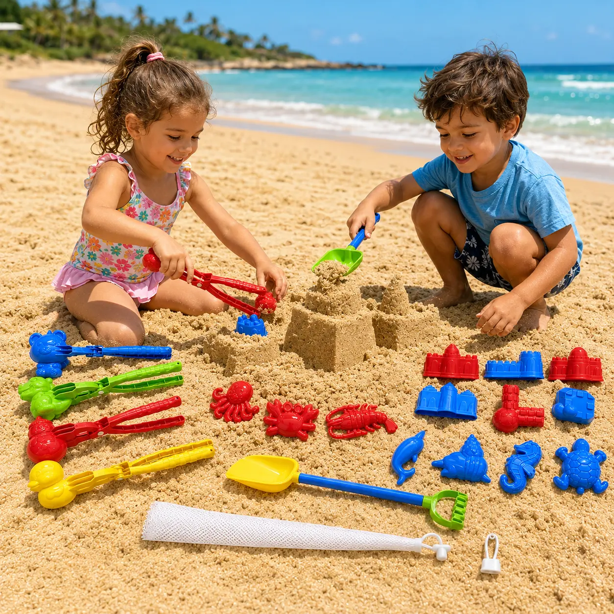 Summervibes Sensory Sand Kit for Kids Ages 3-8,Themed Sensory Bin Play Kit,Birthday & New Year Gift Ideas for Boys & Girls Easter Gifts for Kids,Indoor Play