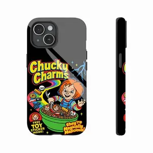 Vibrant Chucky Charms Horror Cereal Box iPhone Case for Horror Fans Halloween Decor, Tough Protective Case Protection, Shockproof For IPhone 17-12, Pro Max, Pro Plus, and Samsung S25 24 23 Safety Case