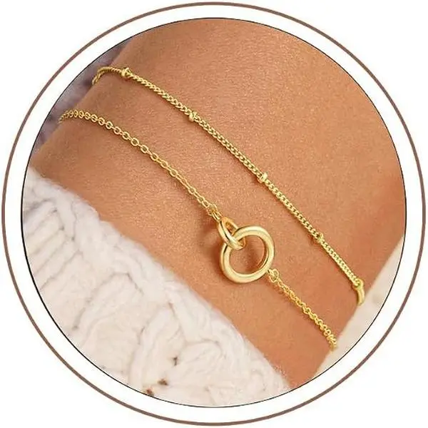 Circles Interlock Bracelet 14K Gold Plated Interlocking Circle Bracelet Gifts for Women