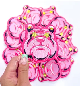 Bulldogs Pink Mascot © Embroidery Hat Patch