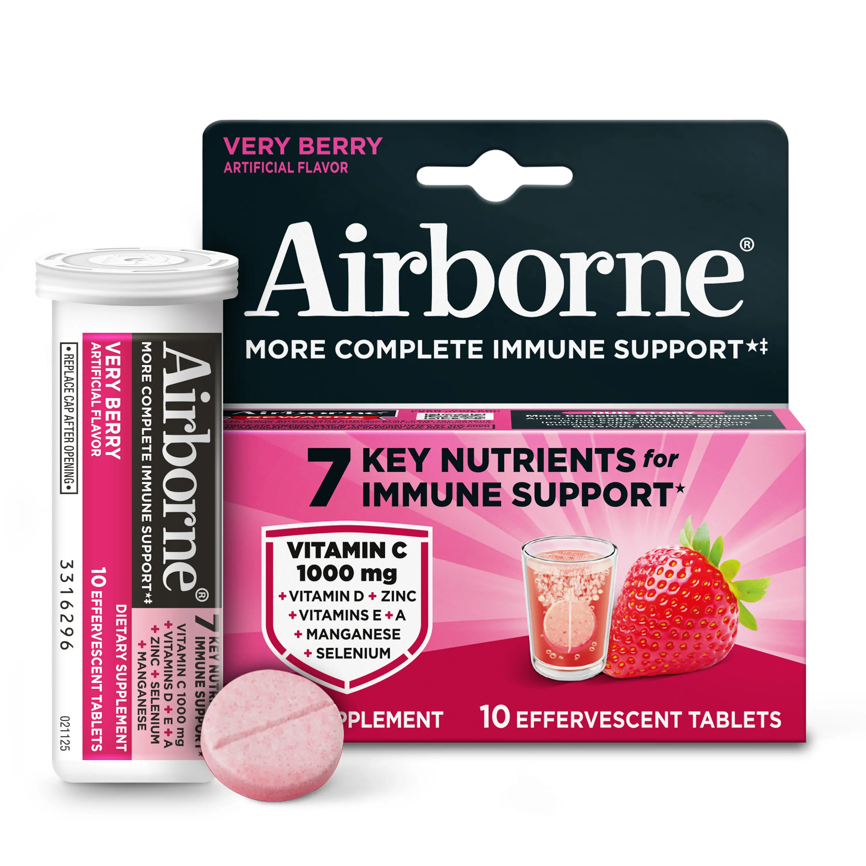 AIRBORNE Effervescent Tablets - Very Berry 10 ct. (Tube)