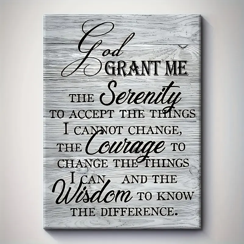 [1pc Artistic Serenity Prayer Inspirational Poster] - Wrapped Solid Wood Frame, Waterproof Canvas Print, Modern Bohemian Wall Art, 2D Flat Home Decor for Living Room Indoor Use