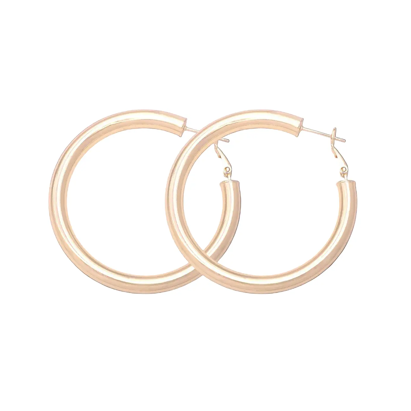 Gold Filled Large 5mm Italian Plain Hoop Earrings