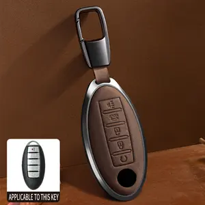 For Nissan Key Cover LEATHER Car Keys Shell Fit Nissan Altima Sentra Rogue Pathfinder Murano Armada Maxima Versa Remote Key(Gift giving) Automotive Vehicle Car Accessory
