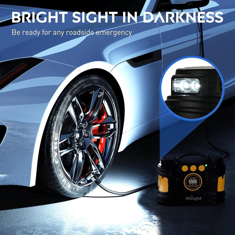 Nilight Tire Inflator Portable Air Compressor Dual Power for Car 12V DC and Home 110V AC Tire Pump w/Tire Pressure Gauge Fast Inflate Auto Shutoff Pump for Car SUV  Vehicle Tool Automotive  dealsforyoudays