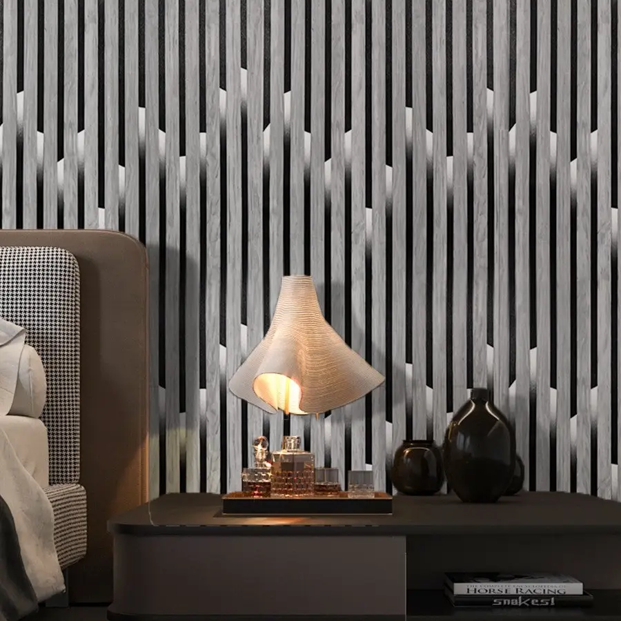 3D Grid Stripe Self-Adhesive Wallpaper, Vintage Wood Grain, Removable Waterproof Mould-Proof, Living Room Bedroom Decor, Kitchen Wallpaper, Bathroom Peel And Stick Wallpaper