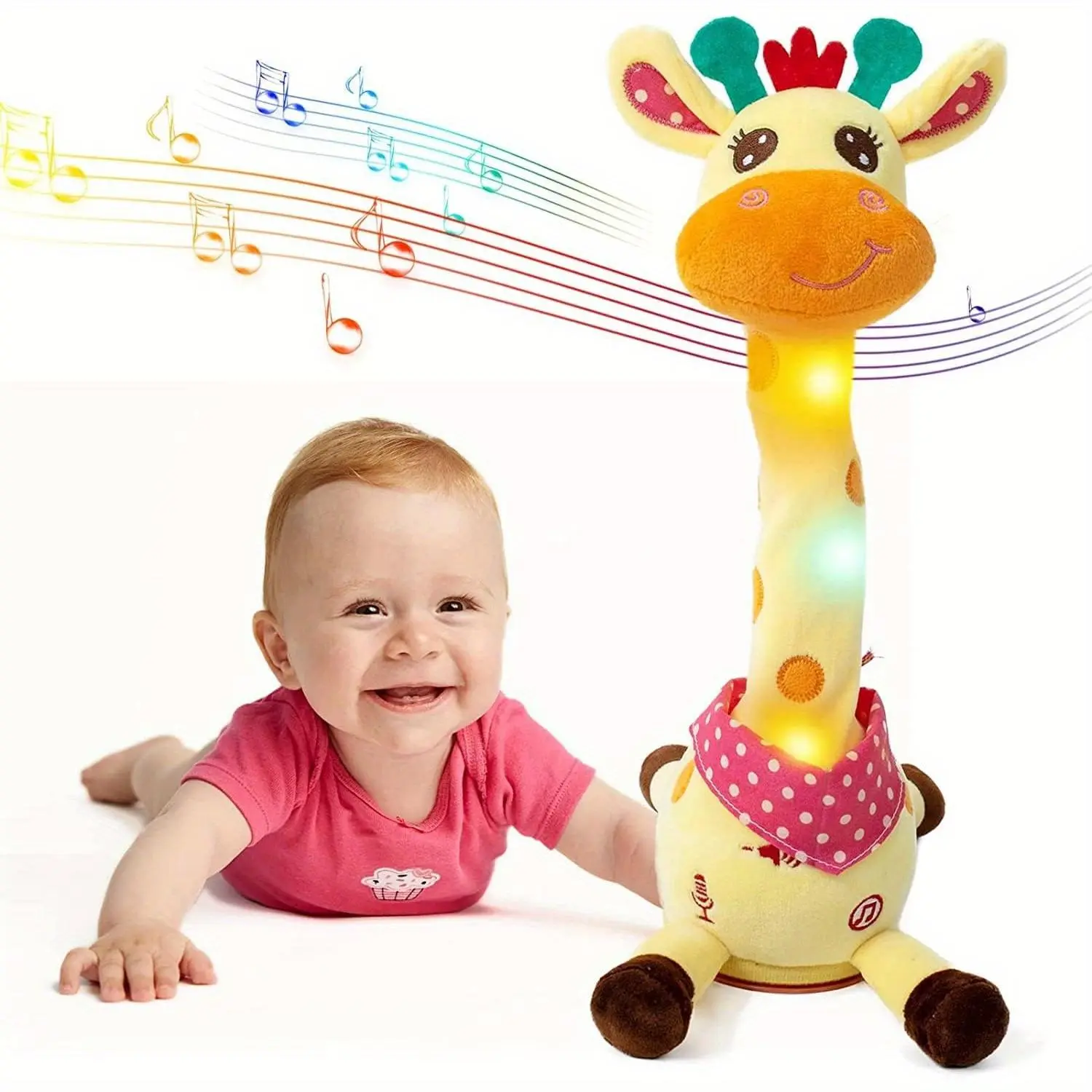 A Toy Giraffe That Dances And Talks, Perfect for Babies And Toddlers. It Sings, Mimics, And Records Your Voice, Making It a Great Gift for Boys And Girls. This Interactive Plush Toy Comes with 10 English Songs And Has Adjustable Volume. It'S an Amus