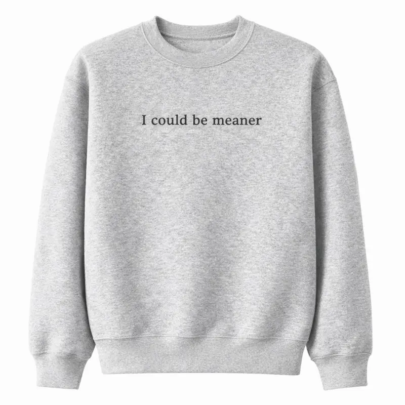 “I could be meaner” Embroidered Sweatshirt Crewneck Comfy