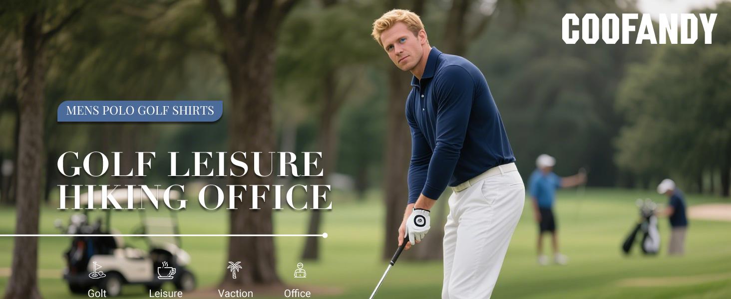 COOFANDY Men's Long Sleeve Polo Shirts Quick Dry Moisture Wicking Lightweight Golf Shirts Casual Collared Shirt