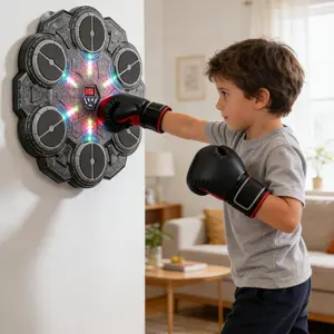 Music Boxing Machine – LED Upgraded Version with Gloves |Adjustable Speed, Wall-Mounted Target, Smartphone Connectivity & USB Rechargeable  Fun for Kids 6-12  Lights flash on hits, turns play into fitness – kids feel proud of every active, skillful punch